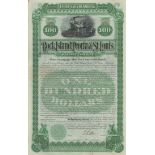 United States 1891 Rock Island Peoria & St Louis Railway Company 100 dollar bond, steam loco