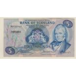 Bank of Scotland £5, 2 Sept 1971 Prefix H, SC 121a GEF