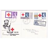 Great Britain FDC's 1963 (15 August) Red Cross non-phosphor set, Dover cds Reg Dover, A/T, (A secret
