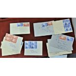 Great Britain 1948 (10 May) Channel Islands Liberation, 10 FDCs, incl blocks of four