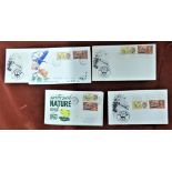 Great Britain FDC's 1963 (16 May) Nature Week FDCs phosphor sets, A/B (3) A/T (5)