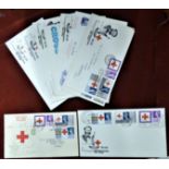 Great Britain FDC's 1963 (19 August) Red Cross Centenary non-phosphor sets FDCs, includes