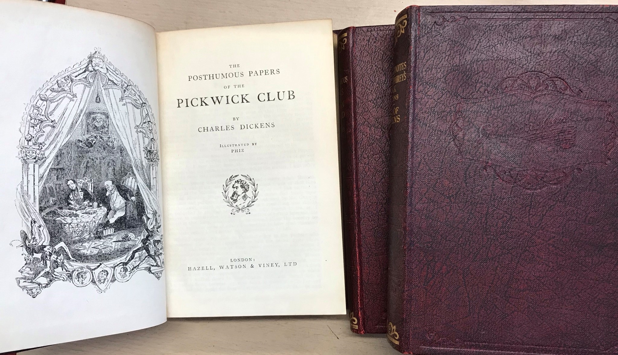 Attractively bound hardback books; Charles Dickens novels Hazell, Watson & Viney (8) and Odhams - Image 2 of 3