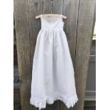 Handsewn Victorian sleeveless Christening dress/petticoat in fine cotton. Pintucks frill hem with