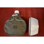 US Army Arctic Weather Canteen dated 1984 with serial number (7SO11) in its cover with the stainless