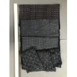 Four mixed vintage kasuri patterned cloths, cotton. all tenmono width and dark indigo/black