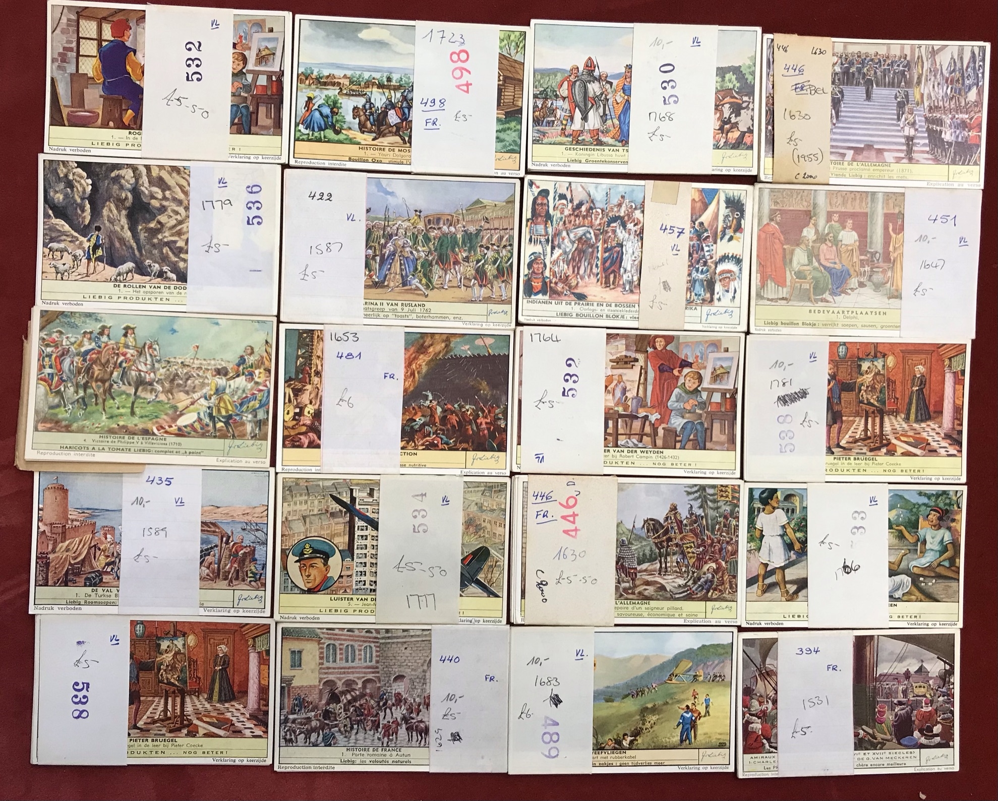 Liebig 20 sets of cards, varied subjects, Good condition