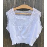 Victorian fine jersey undergarment with crochet lace bodice, button closure on shoulder and side and