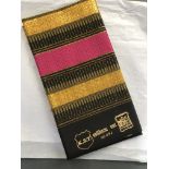 Unused cotton sarong fabric length, from Thailand 1980's, black ground with metallic gold and