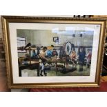 Signed by Lester Piggott, Newmarket The Weighing Room on the Rowley Mile, framed and glazed,