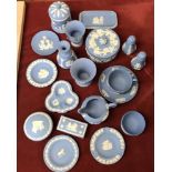Wedgwood blue and white Jasperware - a lovely collection of Jasperware including: Lidded Square