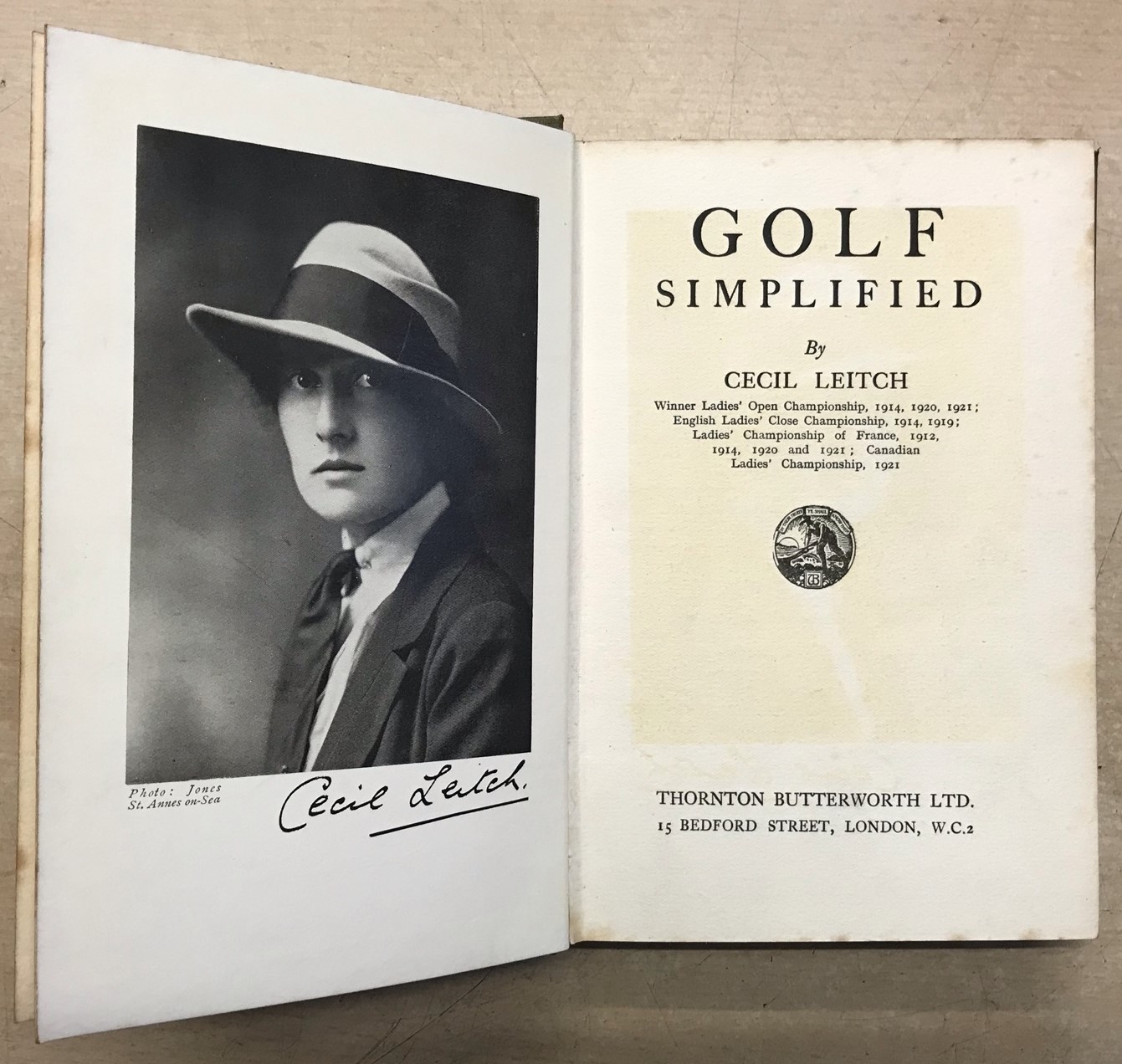 Golf Simplified Hardcover 1924 by Cecil Leitch "Winner Ladies' Open Championships 1914, 1920, 1921…"
