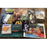 Toys and Games: A box of board games including vintage Scrabble, Othello, Ox Blocks, Master Mind,
