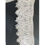 Late Victorian/ Edwardian cotton handmade filet crochet tablecloth border, 1 metre square x 15 cm