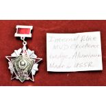 Russian Soviet USSR Internal Police MVD Excellent Service Badge, in good condition. Chromed effect