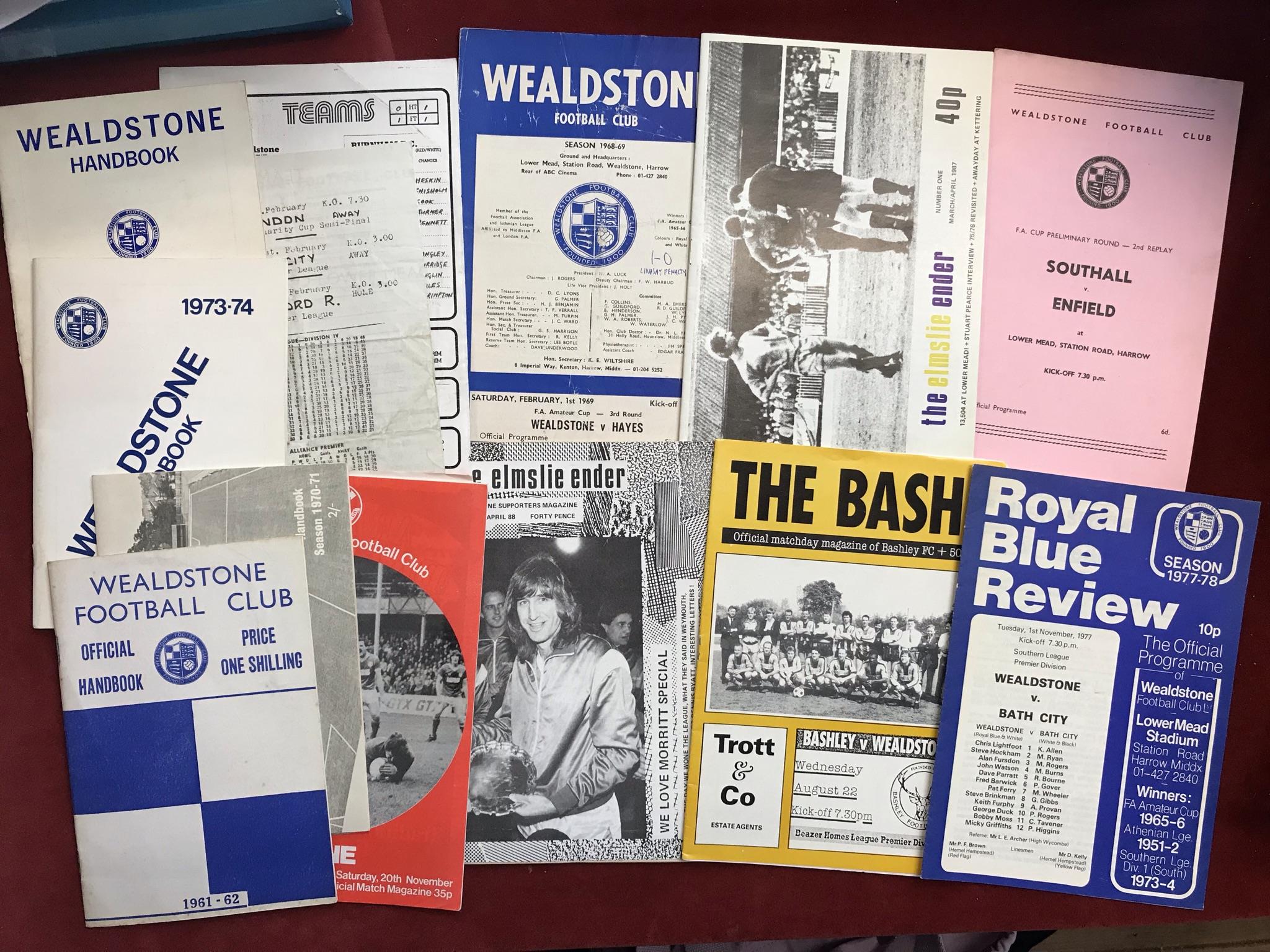 Wealdstone Football Club Programmes and handbooks 1960s/70s (12) including Wealdstone handbook