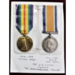 British WWI War Medal Pair to 340652 PTE. E.R. Wilkins., The Northumberland Fusiliers