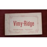 Vimy-Ridge postcard booklet, a stapled cover with perforated set of (10) sepia postcards of the