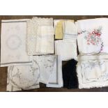 Vintage textiles collection includes: 5 sets of linen cocktail napkins, 23 total, with cutwork or