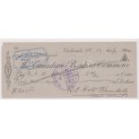 Canadian Bank of Commerce, Chilliwack B.C. Paid Order 1914, black on grey. Printed 191