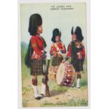 Queen's Own Cameron Highlanders picture postcard by Valentine's "Sergeant and Drummers"