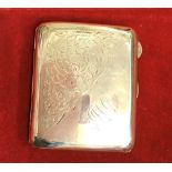 Silver Cigarette case in an art nouveau style, silver hallmarked Birmingham 1917 with the initials
