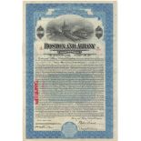 Boston and Albany Railway Company 1928 1000 Dollar Bond, blue and white with black vignettes of