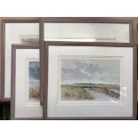 Hurst, John. A set of four prints by this local artists watercolours, Salthouse Marshes, signed