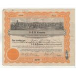 NCU Company 1925 Share Certificate for 333 shares of Capital Stock, fine vignette of oil wells (