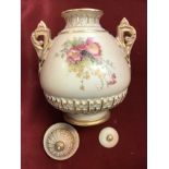 Royal Worcester 1903 Pot with Lid 7" Blush Ivory Reg 316660 Broken Tip to Lid