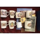 Royalty Commemorative Cups (8) and books, the cups include: Edward VII, 1935 George V Jubilee, two