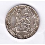 1909 Edward VII Shilling, AUNC, peripheral toning