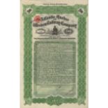 Atlantic, Quebec Western Railway Company, 1906 100 Pounds Bonds, green on white, steam loco