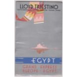 Egypt Lloyd Triestino / Grand Express Europe, Egypt 1930 timetable and illustrated photographs. Very