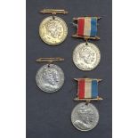 Edward VII & Alexandra - crowned 1902, set of four commemorative Coronation medallions in base