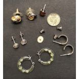 Earrings for pierced ears, three pairs, some silver