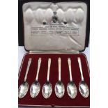 1937 Silver Teaspoons, a set of 6 boxed. Coronation Edward VIII. Different hallmarks of London,