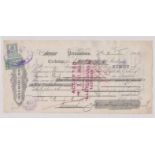 Bill of Exchange, 1905, Pernambuco, Brazil, John Boxwell & Co, against 3000 bags sugar. 2/- and 10/-