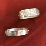 Victorian Silver Bangles (2) both hallmarked 1908 with floral design and makers mark F.W.C. Frank