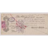 Petrograd Bank 1917 £5000 Bill of Exchange, £21 Foreign Bill adhesive