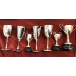 1920s to 1940s Riding and Turney Cup & W.B. Riding School Trophies in silver plate (7) for the