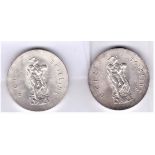 Ireland 1966 Pierce Ten Shillings Silver, AUNC and VF with scratch (2)