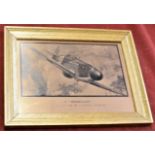 A "Hurricane" Hard on the tail of a Burning Adversary, an original Etchmaster copper plate of the