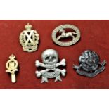 British Military Cap Badges (5) including: Essex Yeomanry, Northamptonshire Yeomanry, Scottish