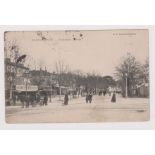 France Carcassonne 1909 used postcard Boulevard Barbes good view with activity, Bazar du Bon March