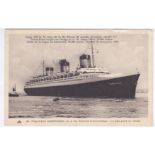 Shipping Postcard France, Paquebot Normandie with fine details of this large Transatlantic liner