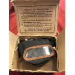 British WWII Civilian Gas Mask Respirator 1939 & Carry Case, size Medium with original ink stamps