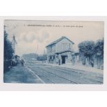 Railway Postcard France 1933 used postcard "Champagne-sur-Oise" station some activity on both