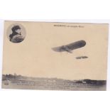 Aviation early used postcard, Beaumont sur monoplane Bleriot, published ELD technical details below