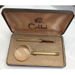 Colibri Pen and Magnifying Glass Boxed Set. Gold plated biro pen and magnifying glass good